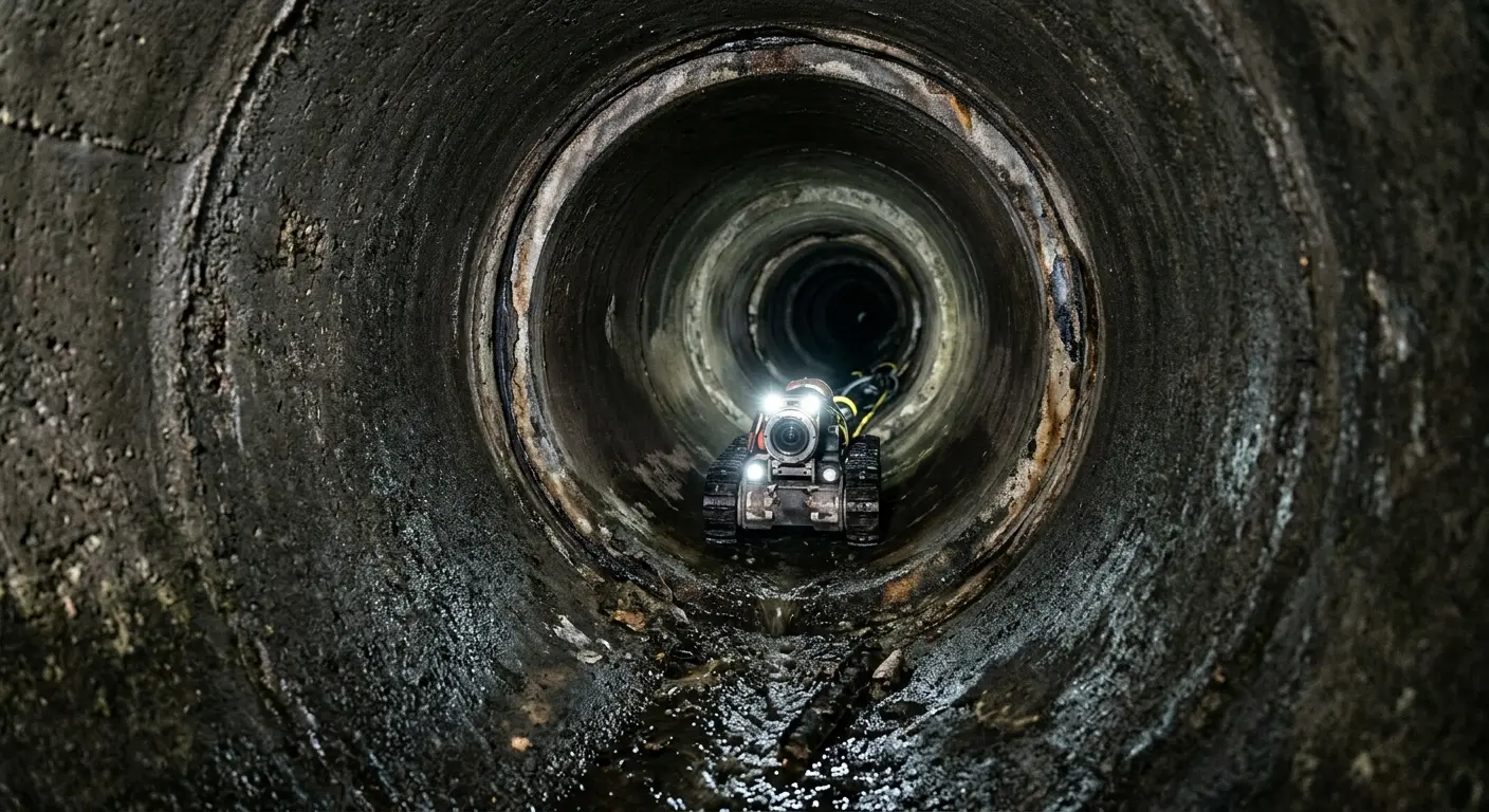 Robotic sewer camera inspecting pipe interior for Drain Snake Service in Danvers